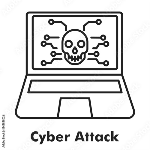 Cyber Attack Outline Icon