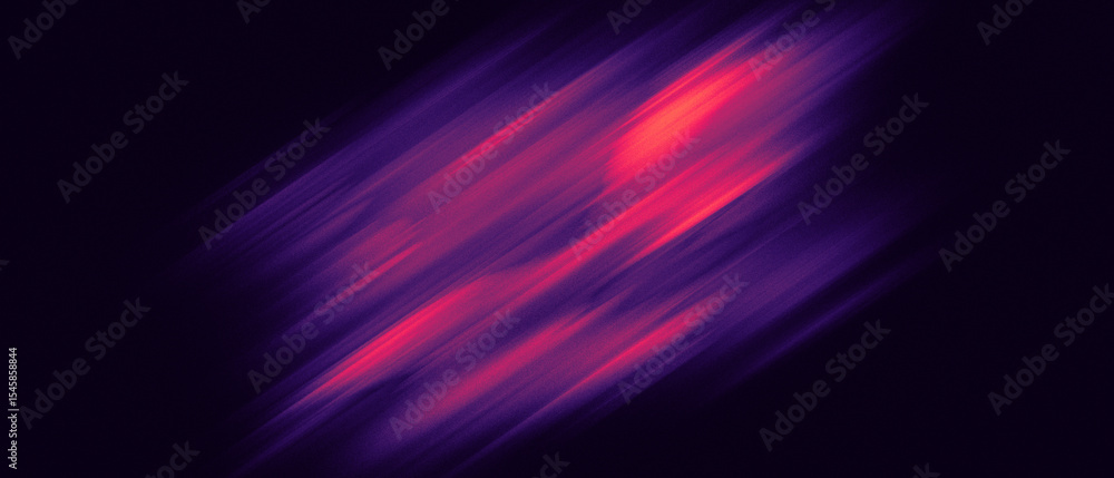 Fototapeta premium Abstract Diagonal gradient of neon light streak in red and purple, motion blur and grain noise. retro music visual poster, futuristic cyber tech branding, header banner website background.