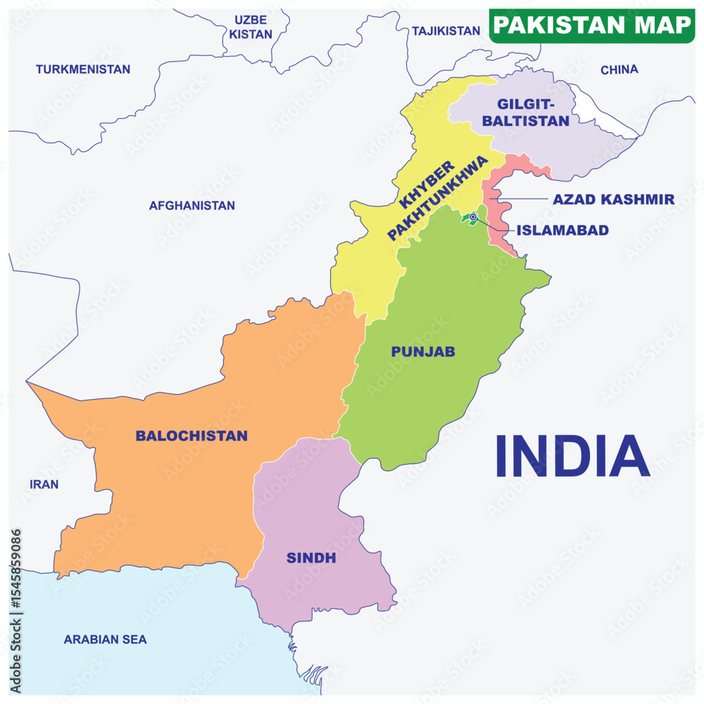 Obraz premium Pakistan map Vector illustration map on white paper background