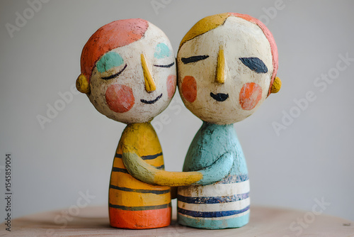 Friendship, abstract concept with clay figures (AI generated)