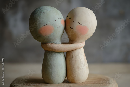 Friendship, abstract concept with clay figures (AI generated)
