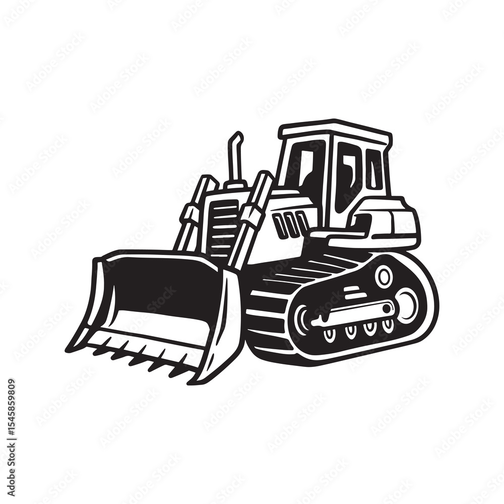 Bulldozer Icon, Construction Digger Art, Heavy Duty Bulldozer Illustration, Outline Earth Moving Machine Bulldozer Icon, Construction Digger Art, Heavy Duty Bulldozer Illustration, Outline Earth Moving Machine