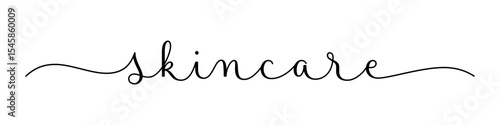 SKINCARE vector brush calligraphy banner with swashes on white background