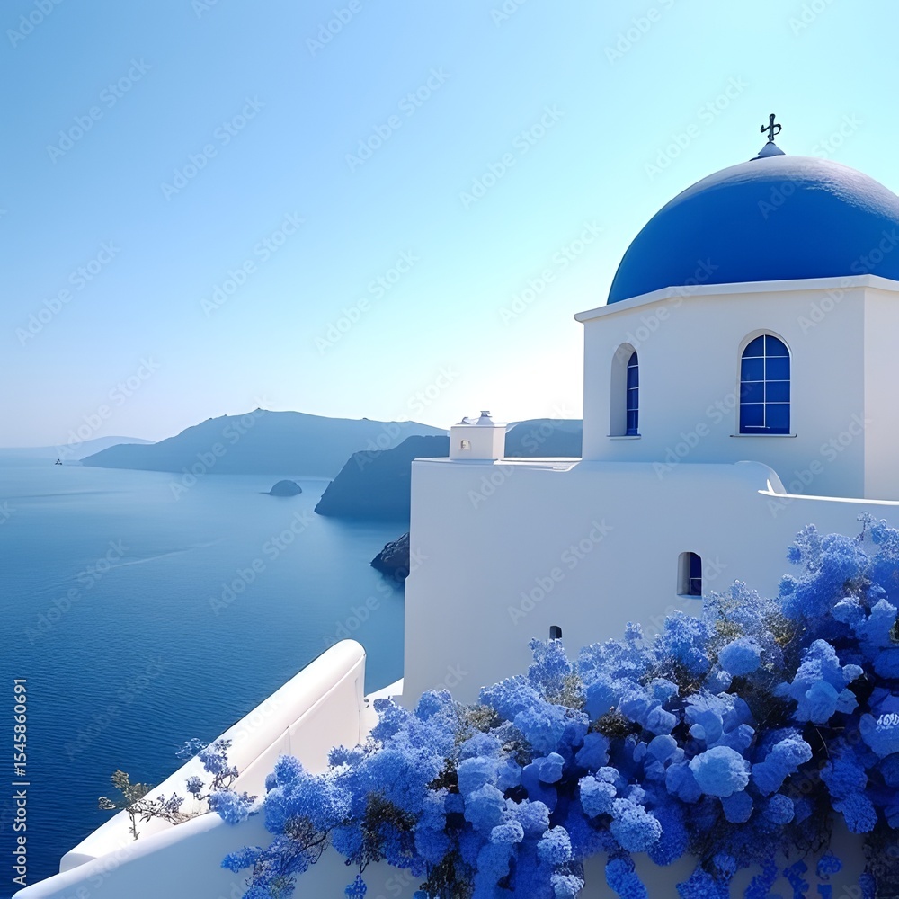 Naklejka premium church in santorini greece