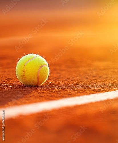 Close-up of a single, bright green tennis ball ready for play