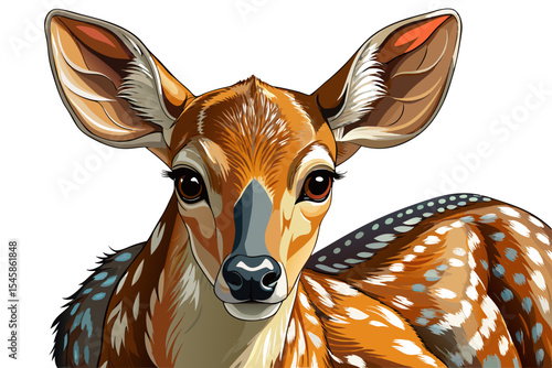 shy deer with gentle eyes and ears tilted back on a white background vector perfect for nature art, wildlife decor, or storytelling visuals