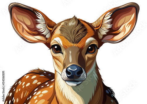 shy deer with gentle eyes and ears tilted back on a white background vector perfect for nature art, wildlife decor, or storytelling visuals