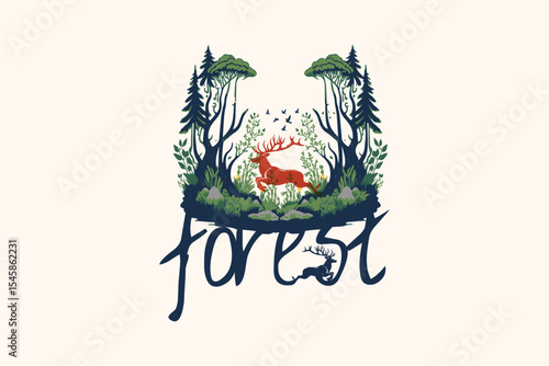 Leaping Forest Stag
