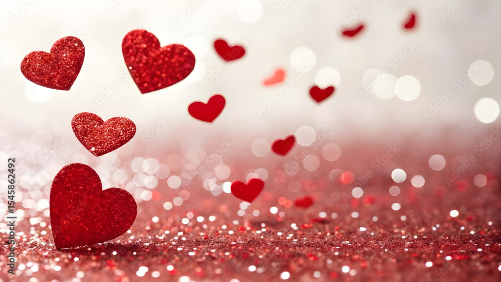 Red glitter hearts valentines day background Red glitter hearts valentines day background