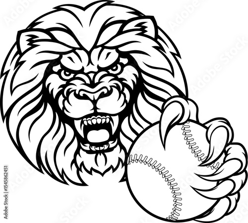 A lion angry animal sports ...