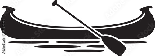 Canoe and Paddle Silhouette Vector for Water Sports and Outdoor Adventures