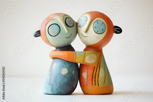 Friendship, abstract concept with clay figures (AI generated)