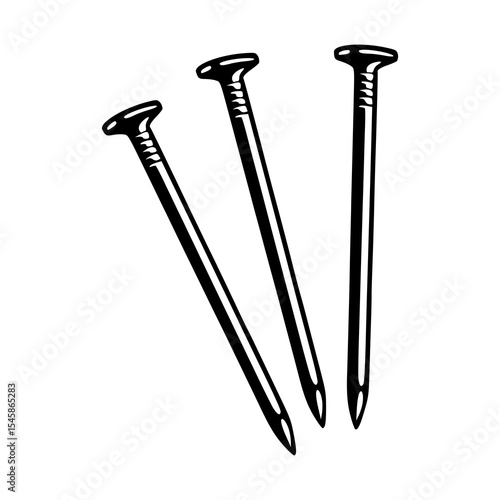 three metal nails vector illustration
