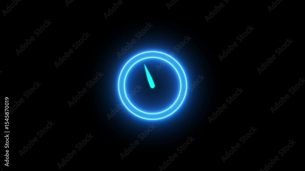 Glowing neon sign gray clock icon animation on a black background. Glowing neon sign gray clock icon animation on a black background.