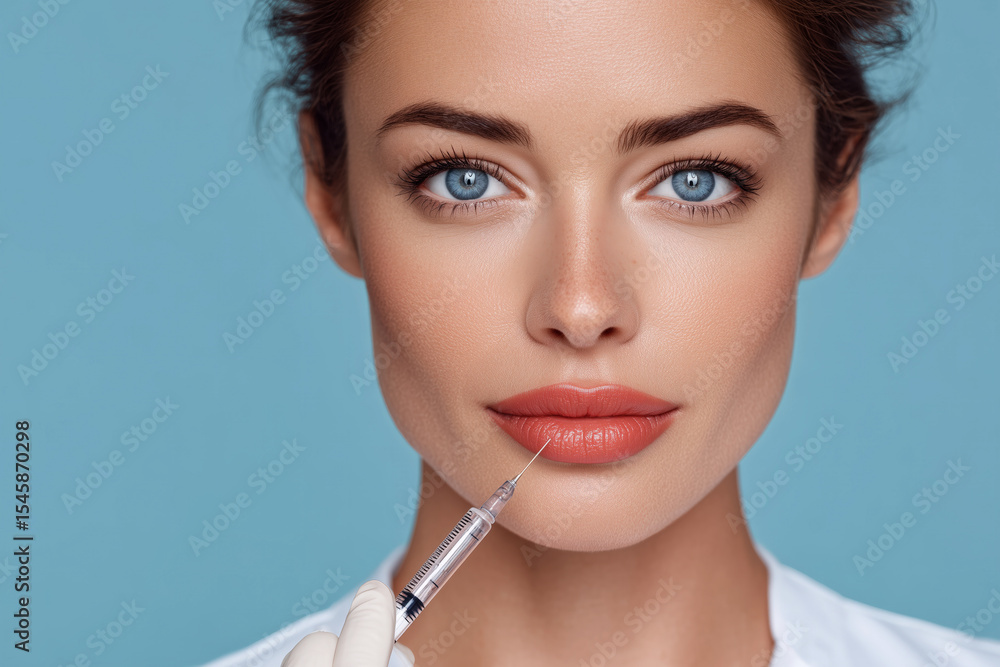 woman undergoes a hyaluronic acid injection woman undergoes a hyaluronic acid injection