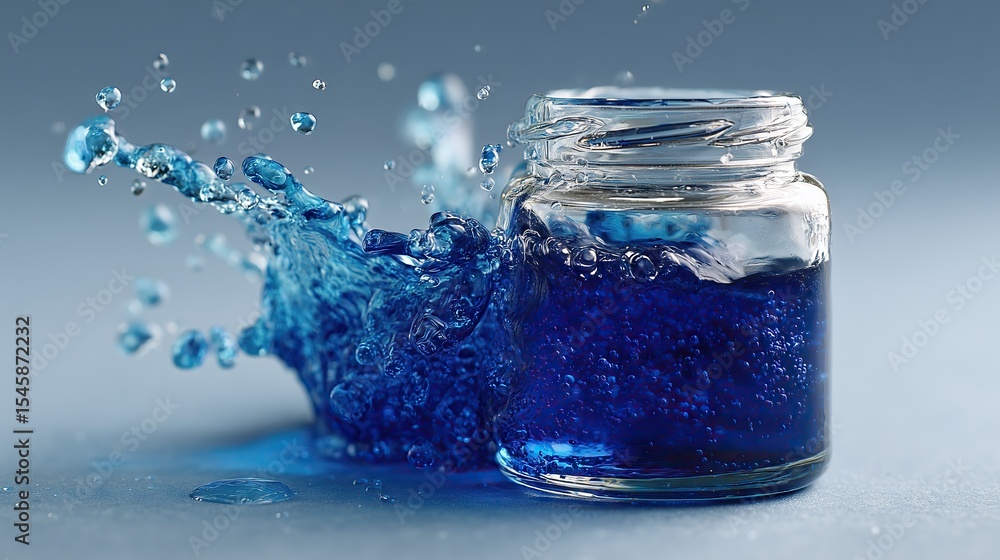 Blue Liquid Spilling from Glass Beaker against White Background: Product Photography for Scientific Displays, Laboratory Scenes, and Commercial Promotions, Showcasing Transparency and Liquid Dynamics, Blue Liquid Spilling from Glass Beaker against White Background: Product Photography for Scientific Displays, Laboratory Scenes, and Commercial Promotions, Showcasing Transparency and Liquid Dynamics,