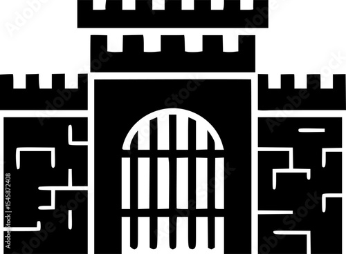 fortress gate icon vector illustration
