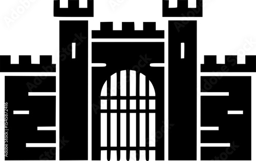 fortress gate icon vector illustration
