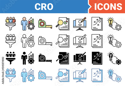 Conversion rate optimization banner icon set with multiple style collection.	
