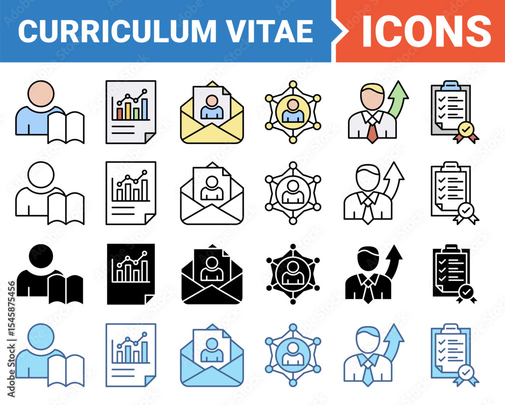 Fototapeta premium Curriculum vitae banner icon set with multiple style collection. 