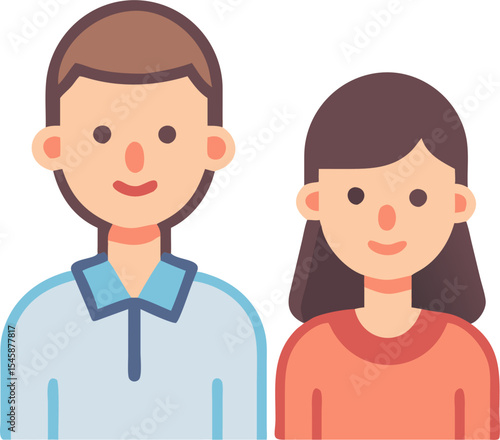 Male and Female in a Family Icon Set – Modern Family Symbols and Relationships