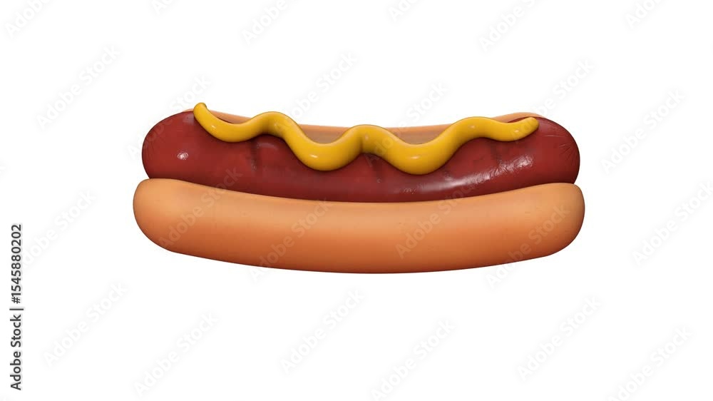 A stylized illustration of a hot dog topped with mustard, showcasing a classic food item often enjoyed at picnics and sporting events. A stylized illustration of a hot dog topped with mustard, showcasing a classic food item often enjoyed at picnics and sporting events.