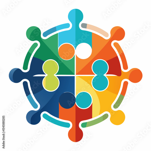 Puzzle Piece Logo for Collaboration and Community – Unity, Teamwork, and Connection Illustration