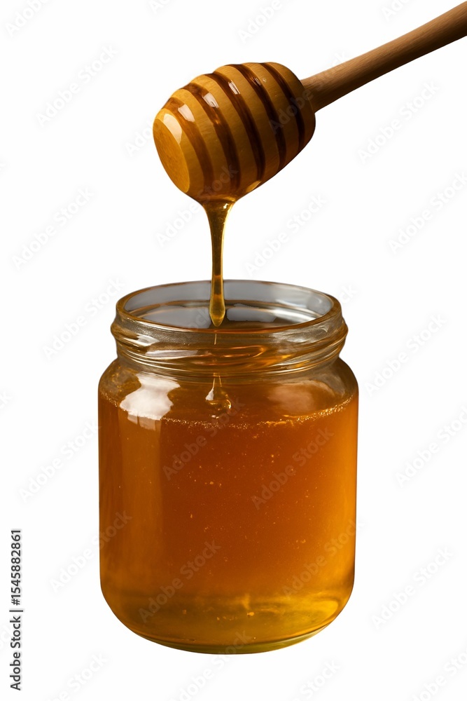 Jar of golden organic honey. Ideal for use in food blogs, organic product packaging, advertisements, and health-related content Jar of golden organic honey. Ideal for use in food blogs, organic product packaging, advertisements, and health-related content