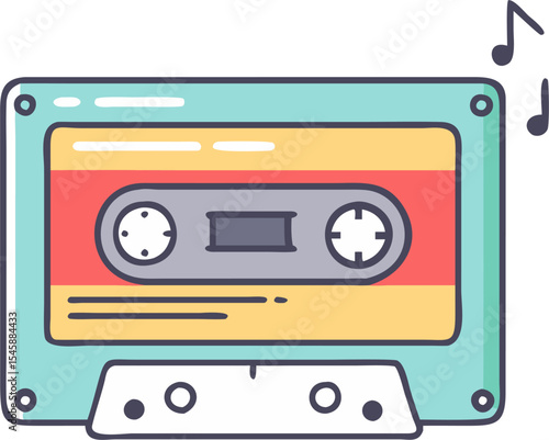 Retro Cassette Tape with a Note – Vintage Music, Nostalgia, and Analog Audio Illustration
