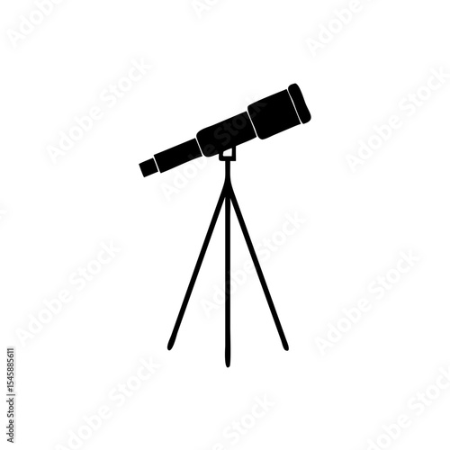 Telescope Silhouette Icon on Tripod Astronomy Vector