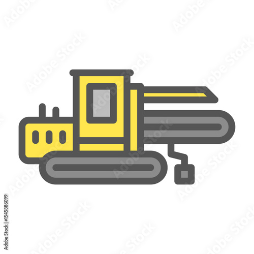 Trencher filled outline icon. construction vehicle color line illustration.