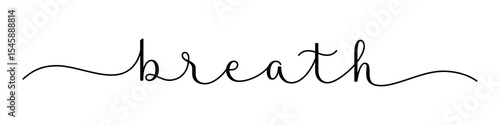 BREATH black brush calligraphy banner with swashes on transparent background