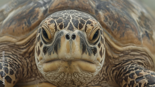 Close Up of a Sea Turtle's Head Showing Detailed Shell Texture