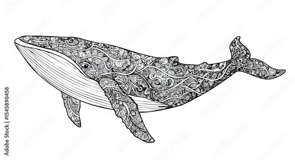 Fototapeta premium Shark Coloring Page Design 
