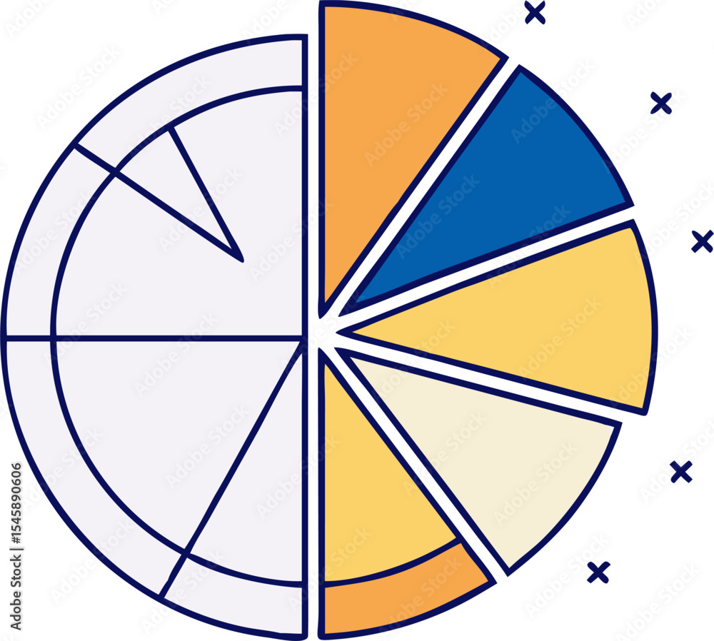 Obraz premium Pie Chart with Individual Slices – Data Visualization, Business Analytics, and Statistical Breakdown Illustration