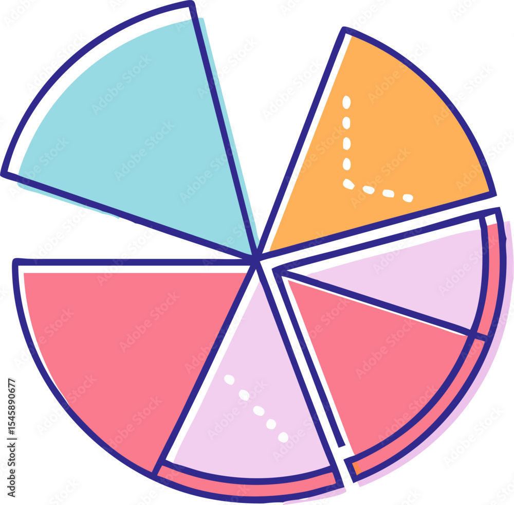 Fototapeta premium Pie Chart with Individual Slices – Data Visualization, Business Analytics, and Statistical Breakdown Illustration