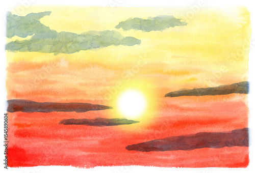 アナログ水彩夕焼け空