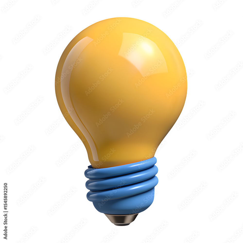 3d rendering Light bulb light bulb idea icon concept top view icon on white background. 3d rendering Light bulb light bulb idea icon concept top view icon on white background.