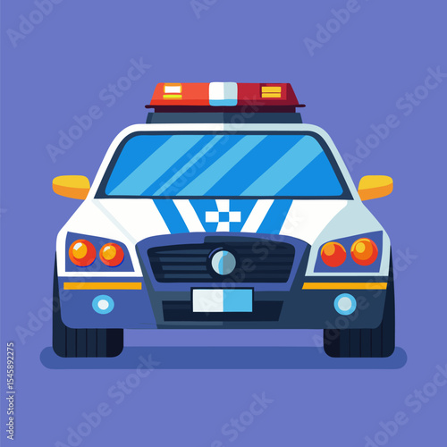 Police Car with Flashing Lights – Emergency Response, Law Enforcement, and Public Safety Illustration