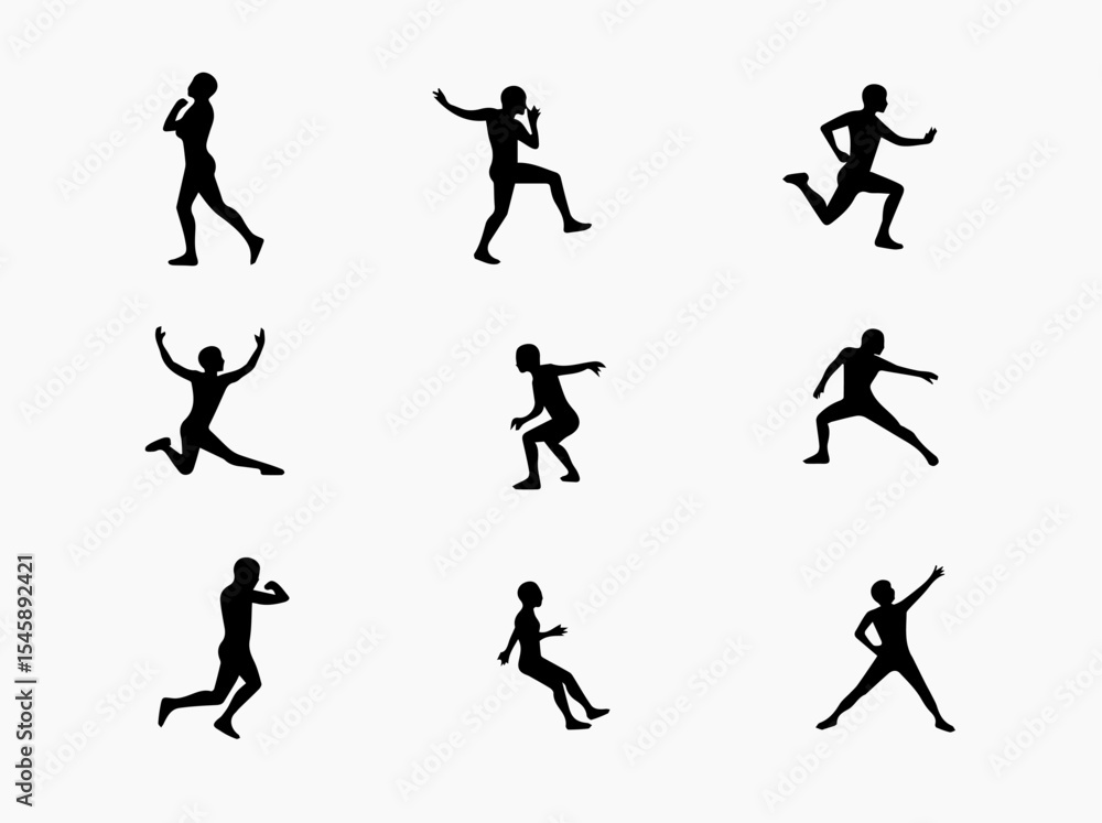 custom made wallpaper toronto digitalCollection of Nine Black Silhouettes Depicting People in Various Dynamic Poses