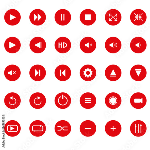 Multimedia Buttons Set. Media Player Icons