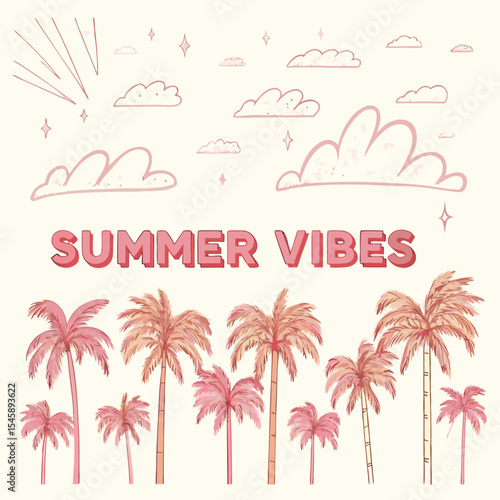Set of tropical summer holiday banners with palm trees and beach background