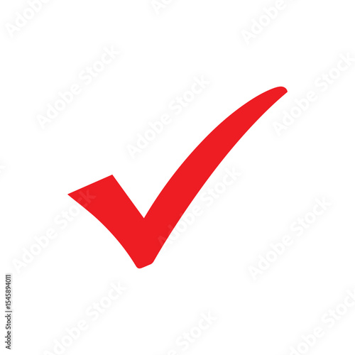 Red checkmark icon silhouette vector flat illustration design.