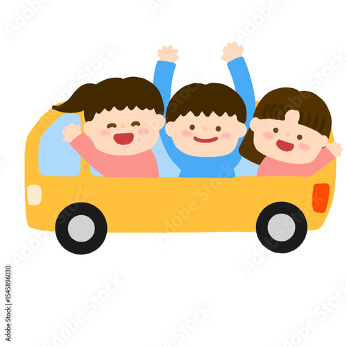 バスに乗る子供達