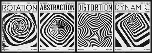 Abstract squares within squares. Optic art illustration. Black and white cover design template. 3d vector pattern for brochure, poster, presentation, flyer or banner.
