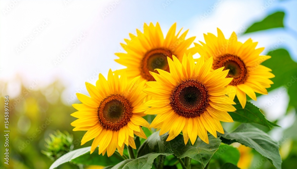 Naklejka premium ひまわり畑と青空