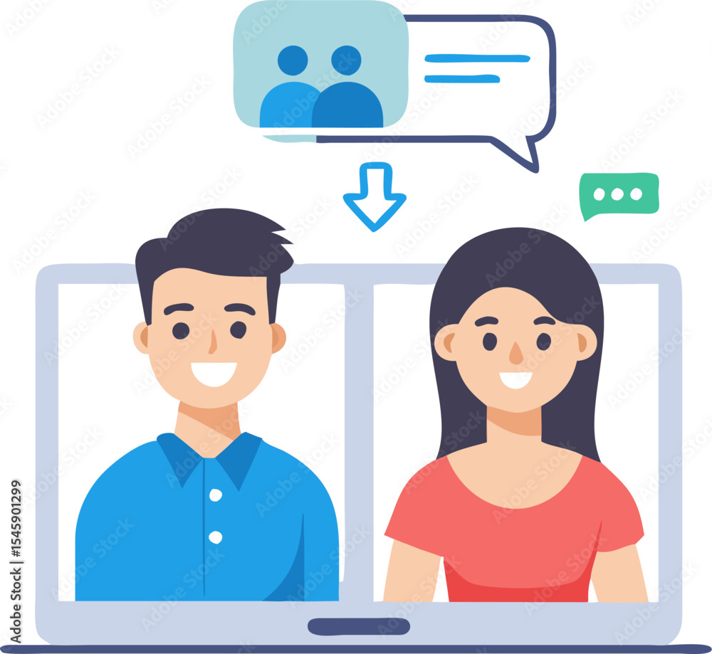 Fototapeta premium man-and-woman-video-chatting