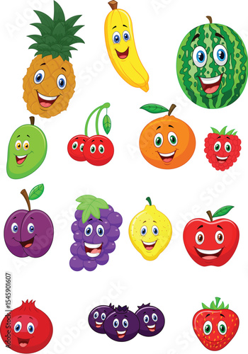 Wallpaper Mural set of funny cartoon fruits Torontodigital.ca