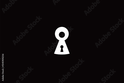 Silhouette of a keyhole on a black background, symbolizing mystery and security.
