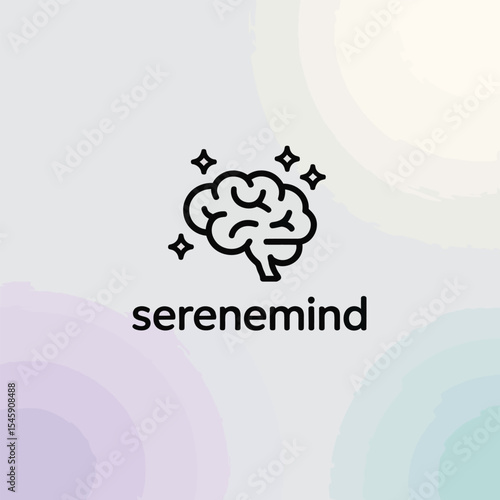 Wallpaper Mural Serene Mind Logo Black Line Art Brain Design calm peace Torontodigital.ca
